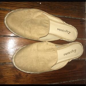 Tan slip on loafers